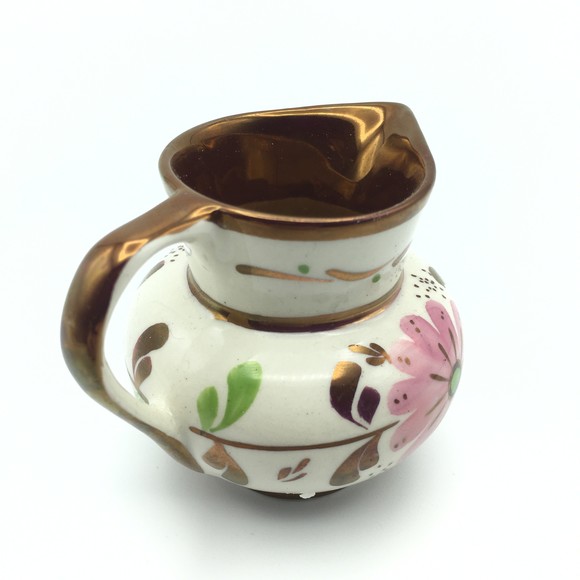 Gray's Pottery Stoke-on-Trent England Hand Painted Luster Mini Creamer Floral - Picture 4 of 8